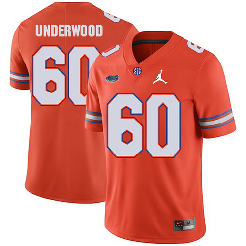 Houston Underwood Florida Gators Men's Jersey - #60 NCAA Orange Stitched Jordan Authentic
