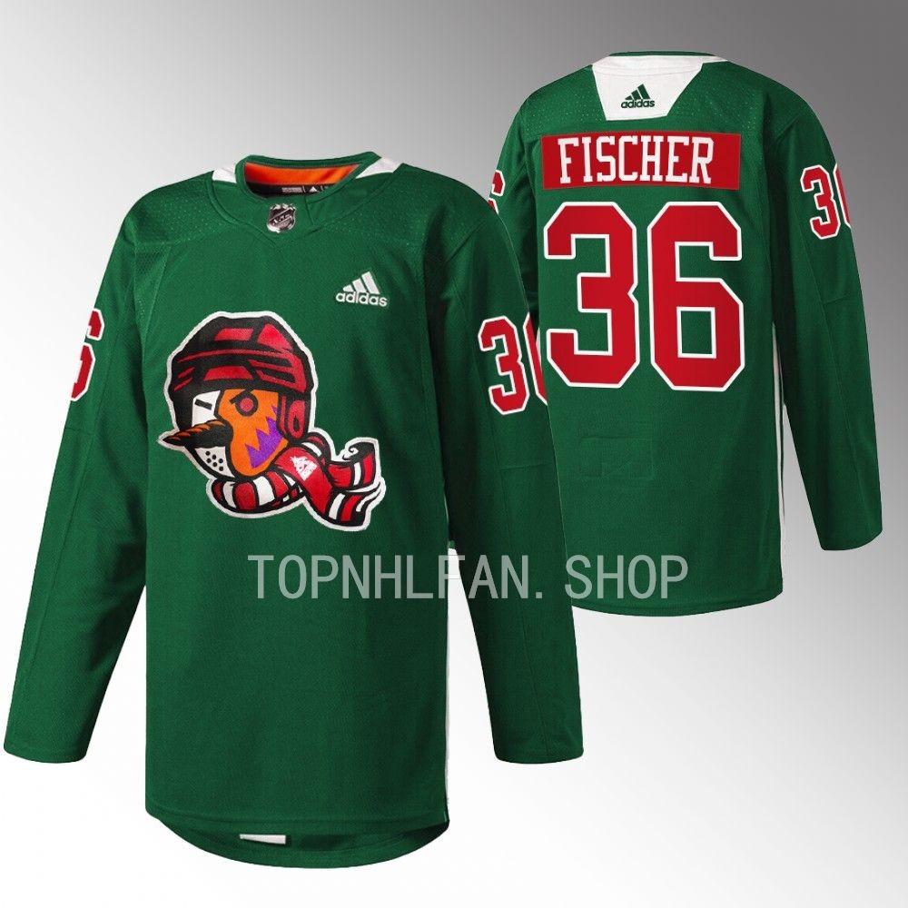 Howliday Arizona Coyotes Christian Fischer 2022 Green Warmup Jersey men's