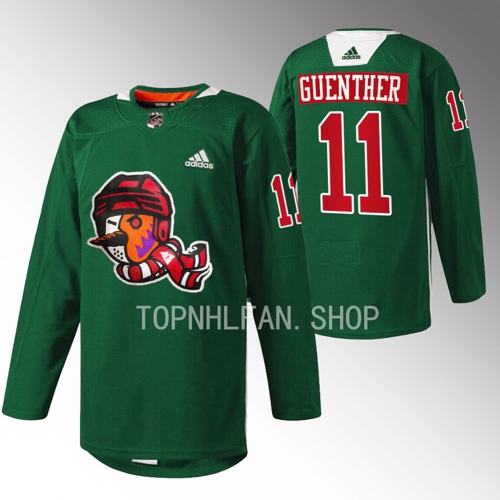 Howliday Arizona Coyotes Dylan Guenther 2022 Green Warmup Jersey men's