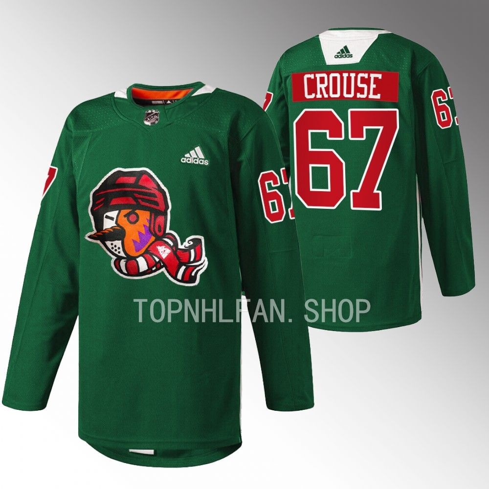 Howliday Arizona Coyotes Lawson Crouse 2022 Green Warmup Jersey men's