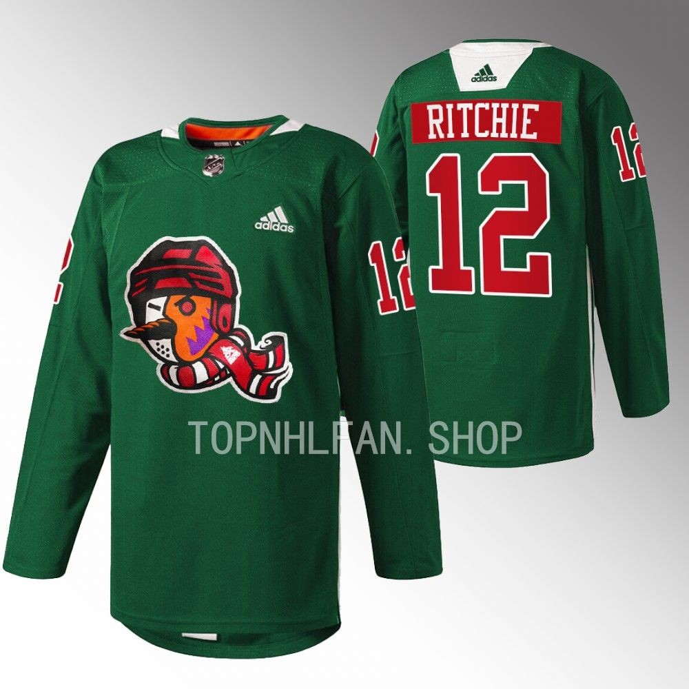 Howliday Arizona Coyotes Nick Ritchie 2022 Green Warmup Jersey men's