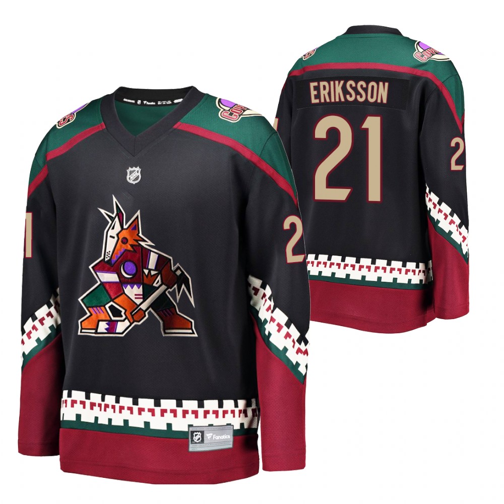 Howling Coyote #21 Loui Eriksson Black 2021-22 Throwback Kachina Jersey