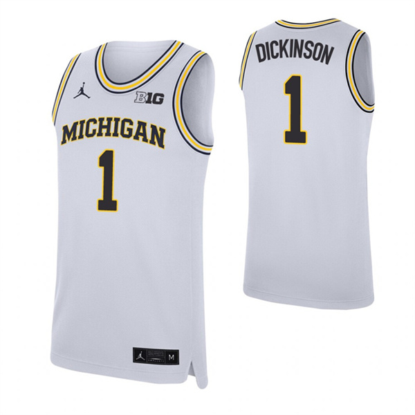 Hunter Dickinson Jersey White Michigan Wolverines Replica