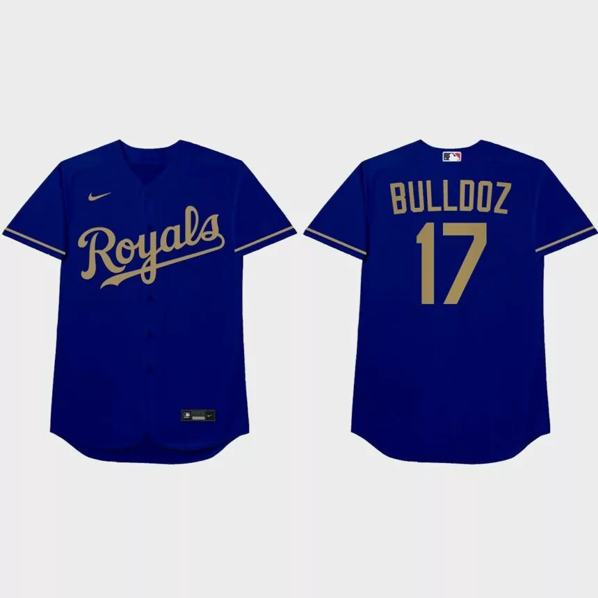 Hunter Dozier 2021 Players’ Weekend Bulldoz Nickname Jersey – Blue