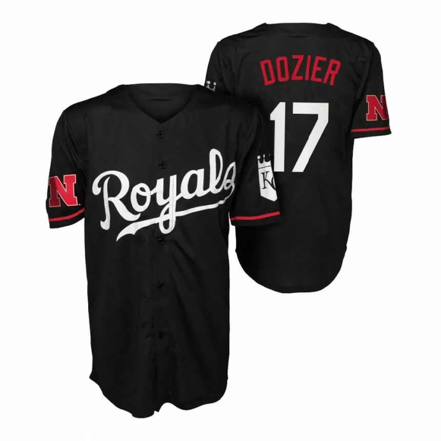 Hunter Dozier Kansas City Royals Huskers Night Jersey – Black