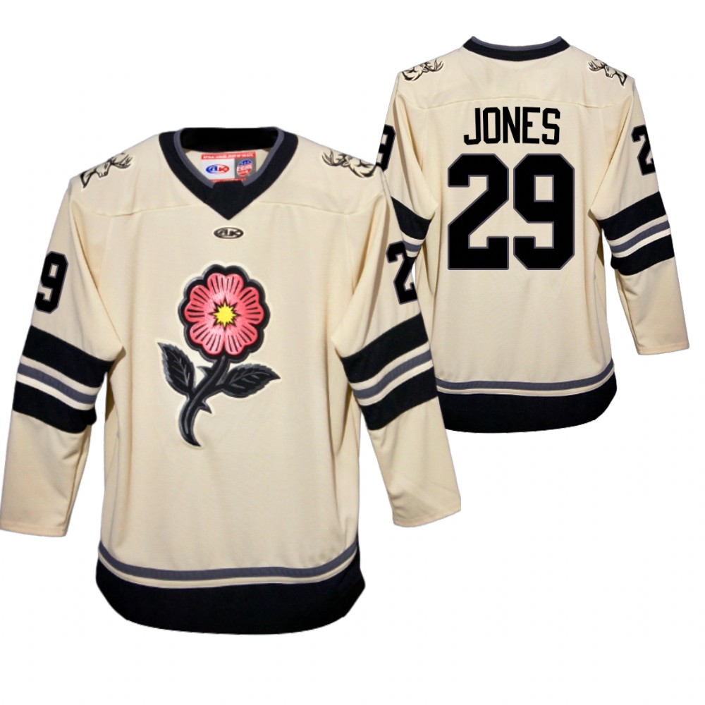 Hunter Jones Jersey Iowa Heartlanders Wild Prairie Rose Gray 2022 Third