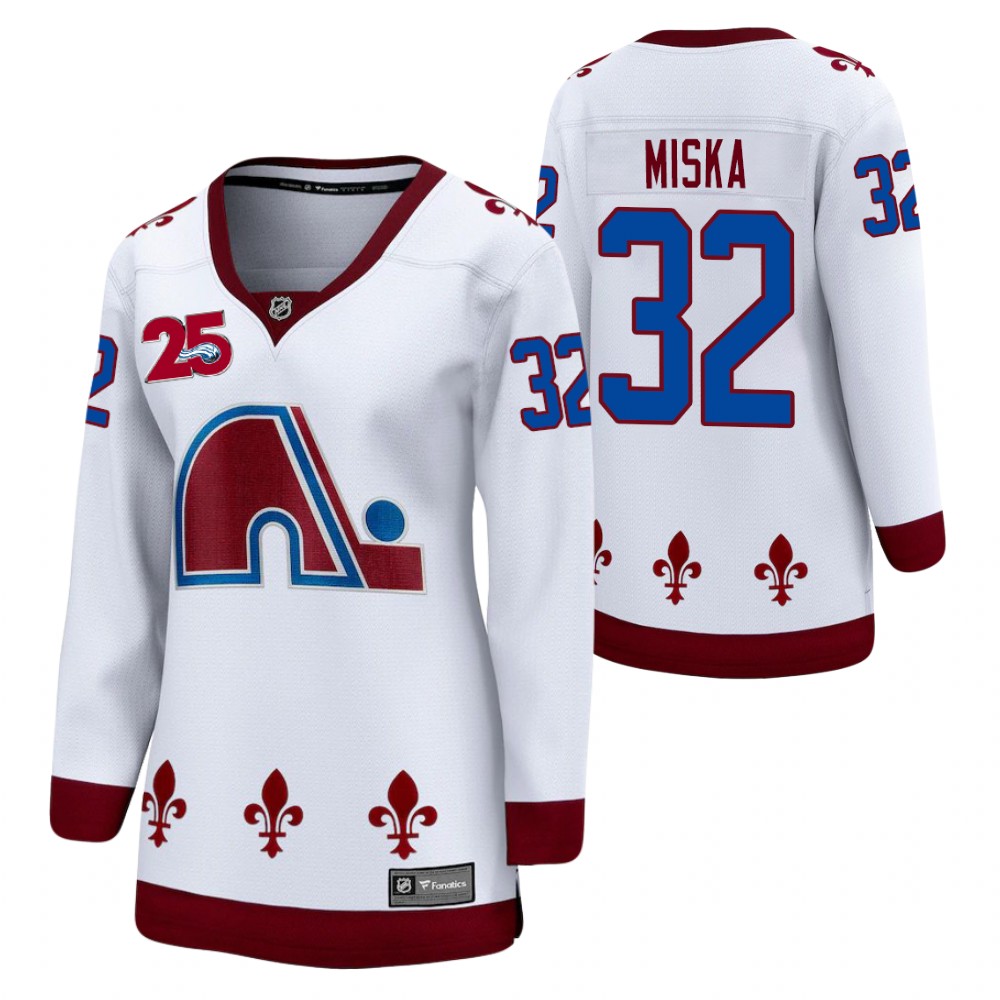 Hunter Miska Colorado Avalanche Reverse Retro White Women's Jersey 25th Anniversary