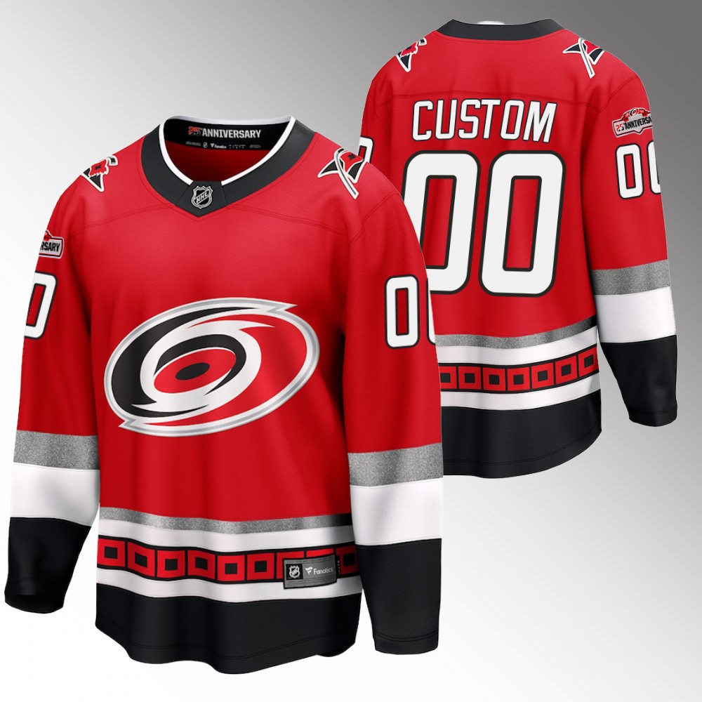 Hurricanes #00 Custom Red 25th Anniversary Jersey