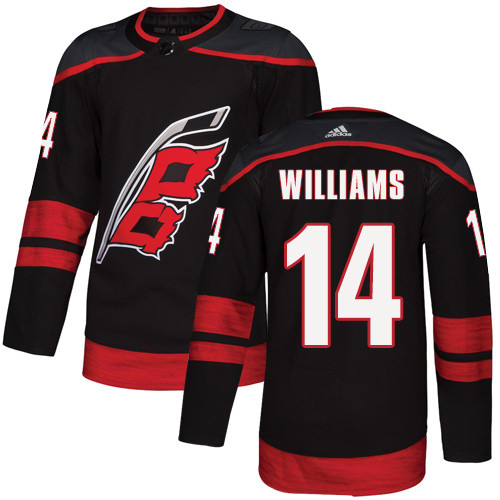 Hurricanes #14 Justin Williams Black Alternate Authentic Stitched Hockey Jersey