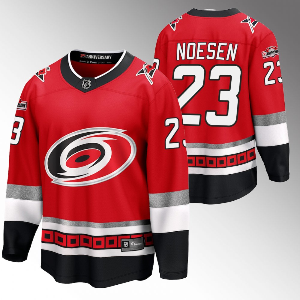Hurricanes #23 Stefan Noesen Red 25th Anniversary Jersey