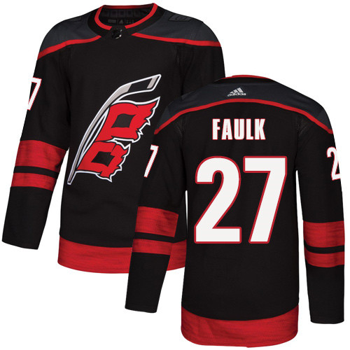 Hurricanes #27 Justin Faulk Black Alternate Authentic Stitched Hockey Jersey