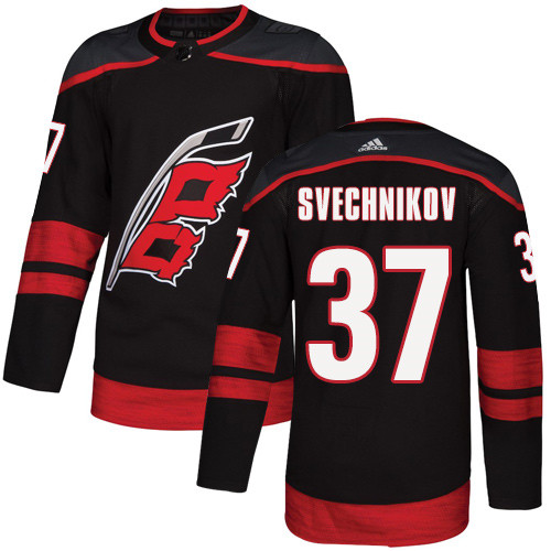 Hurricanes #37 Andrei Svechnikov Black Alternate Authentic Stitched Hockey Jersey