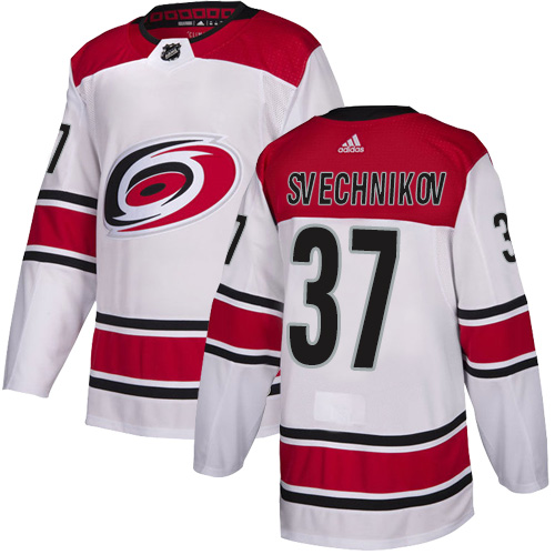 Hurricanes #37 Andrei Svechnikov White Road Authentic Stitched Hockey Jersey