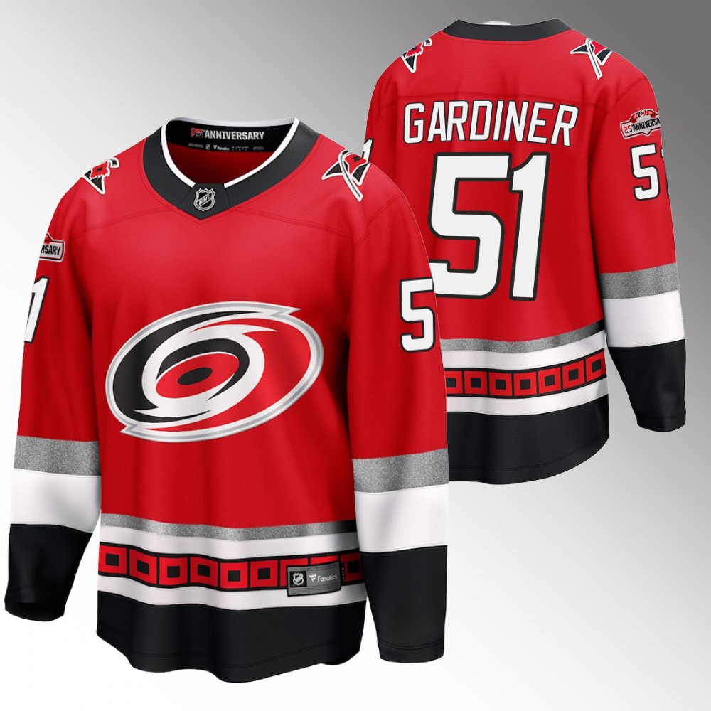 Hurricanes #51 Jake Gardiner Red 25th Anniversary Jersey