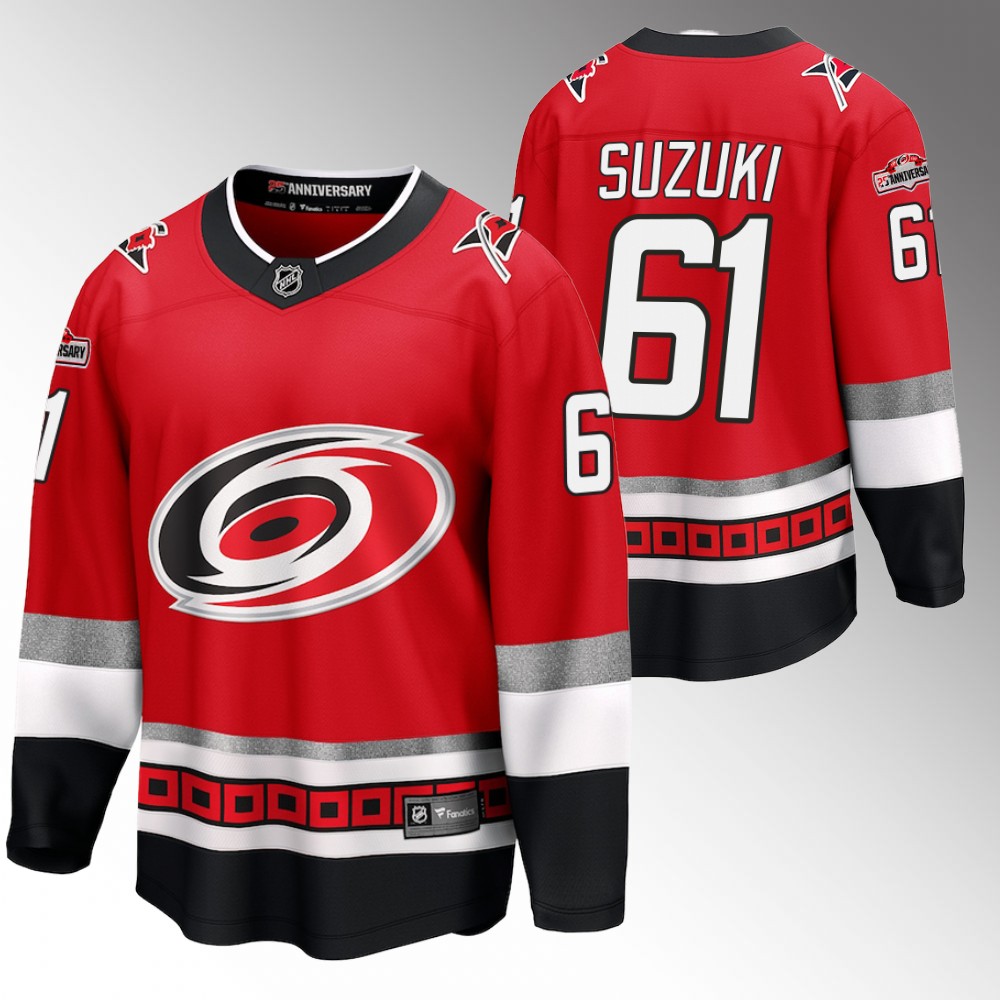 Hurricanes #61 Ryan Suzuki Red 25th Anniversary Jersey