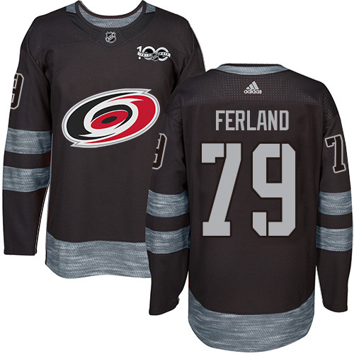 Hurricanes #79 Michael Ferland Black 1917-2017 100th Anniversary Stitched Hockey Jersey