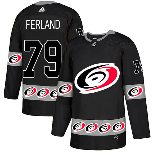 Hurricanes #79 Michael Ferland Black Authentic Team Logo Fashion Stitched Hockey Jersey