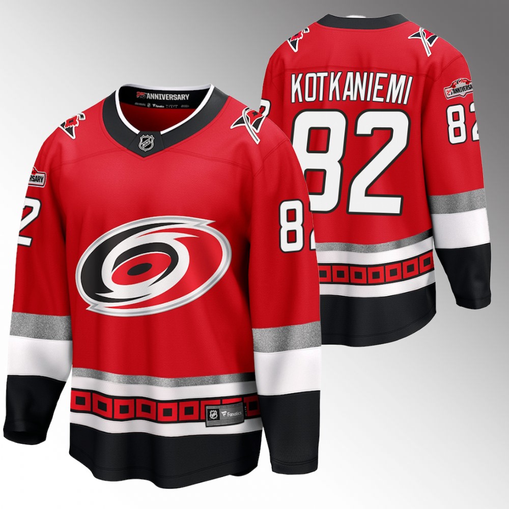 Hurricanes #82 Jesperi Kotkaniemi Red 25th Anniversary Jersey