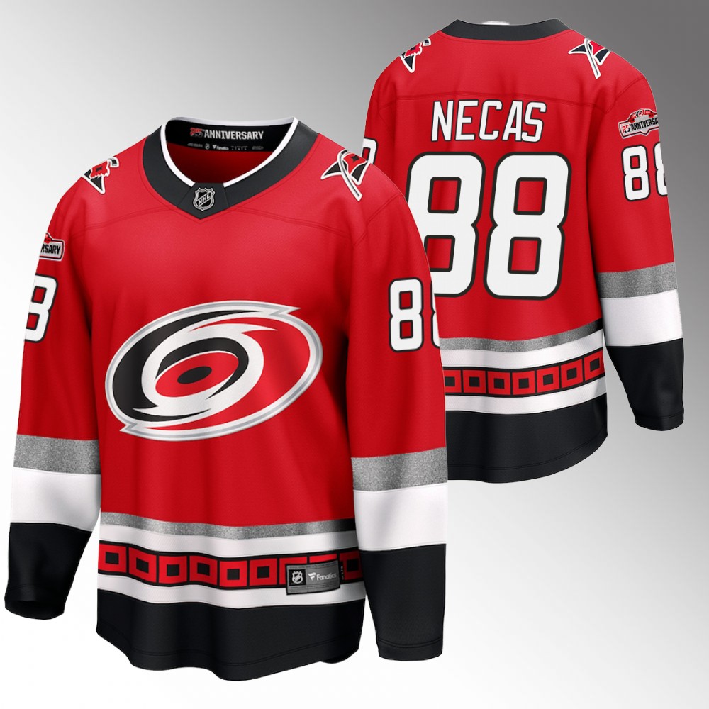Hurricanes #88 Martin Necas Red 25th Anniversary Jersey