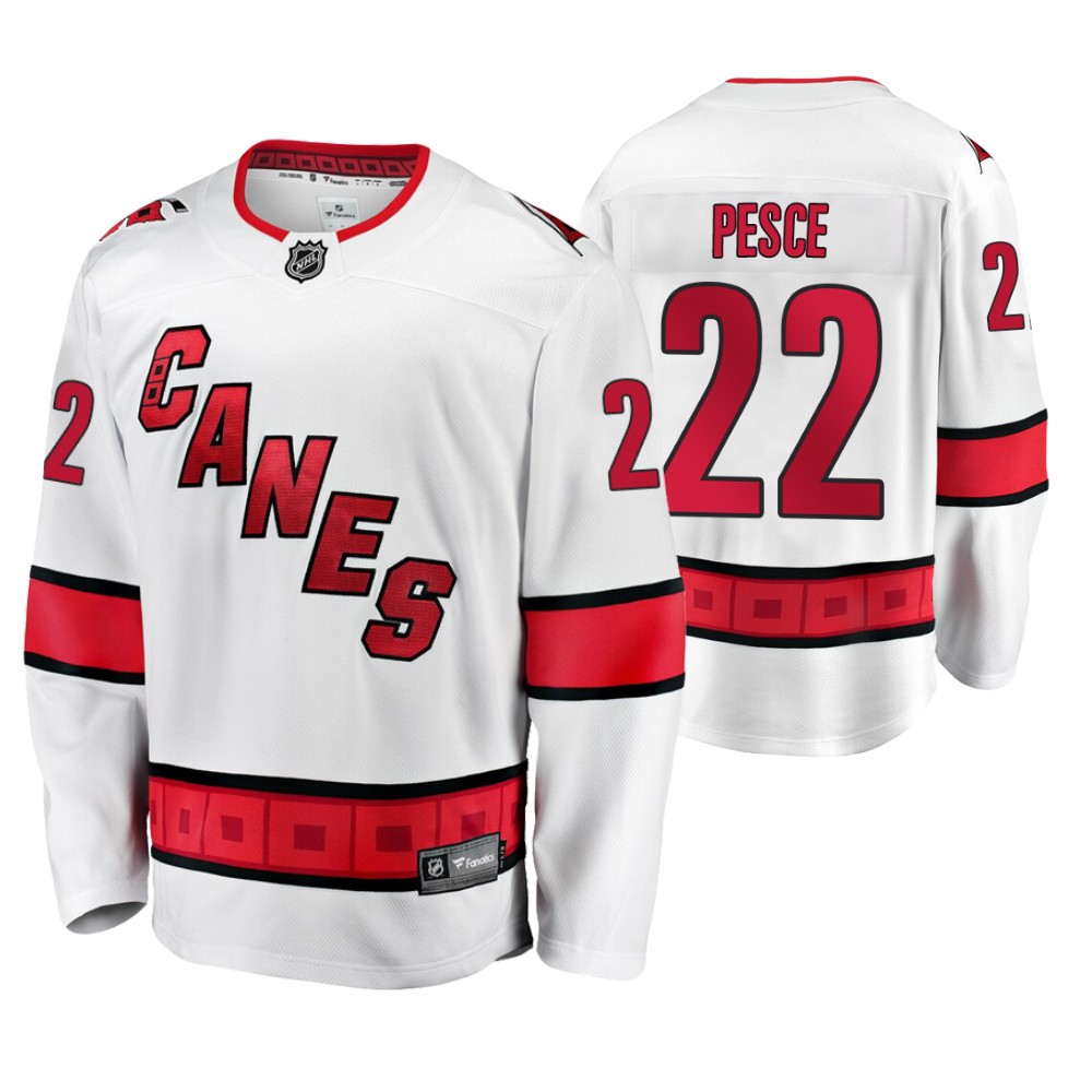 Hurricanes Brett Pesce White Away Premier Breakaway Men's Jersey