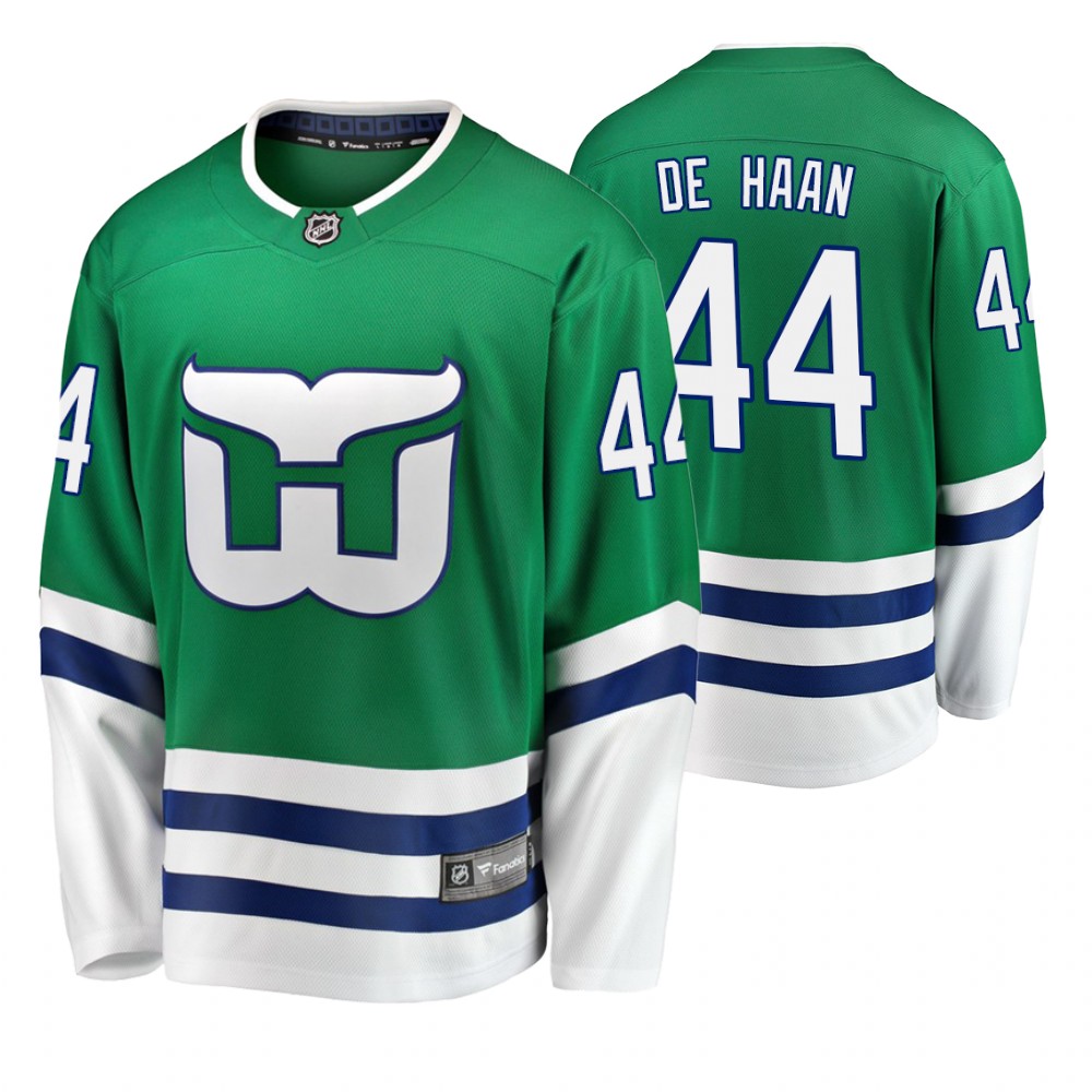 Hurricanes Calvin de Haan Green Breakaway Fanatics Branded Whalers Night Jersey