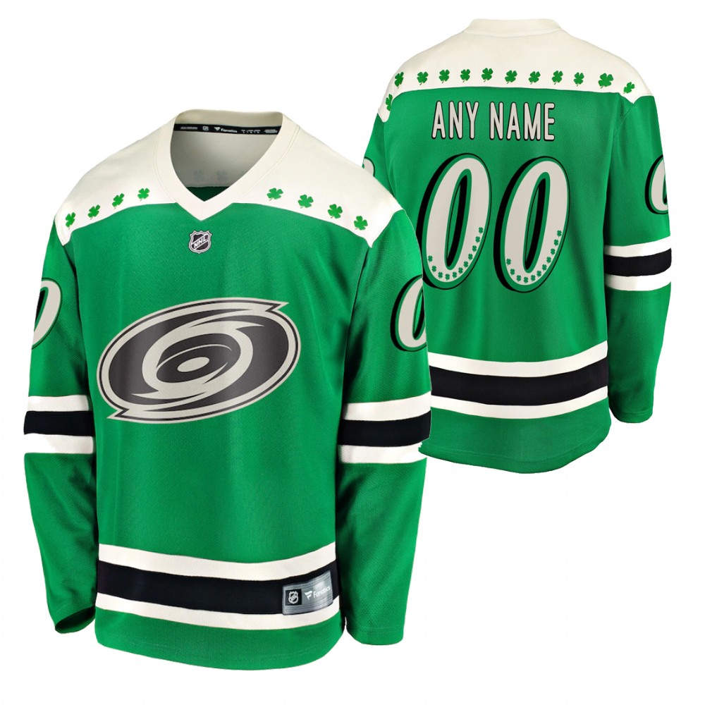 Hurricanes Custom 2021 St Patricks Day Green Men Jersey