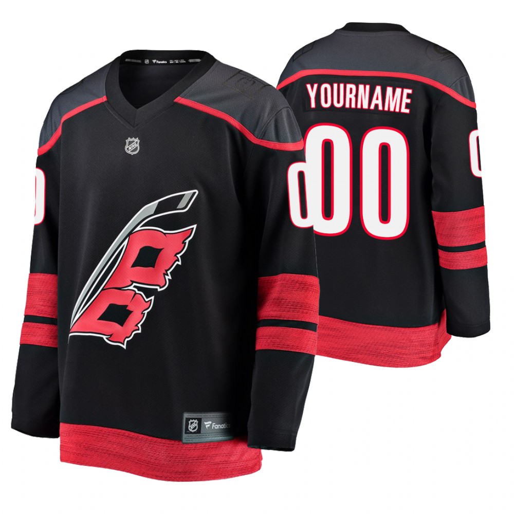 Hurricanes Custom Black Breakaway Player Fanatics Branded Alternate Jersey