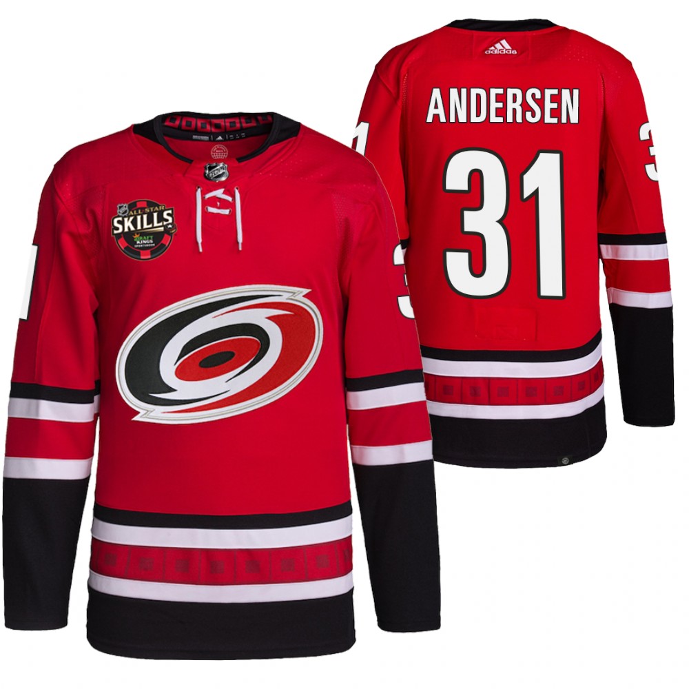 Hurricanes Frederik Andersen 2022 NHL All-Star Skills Red Competition Patch Jersey