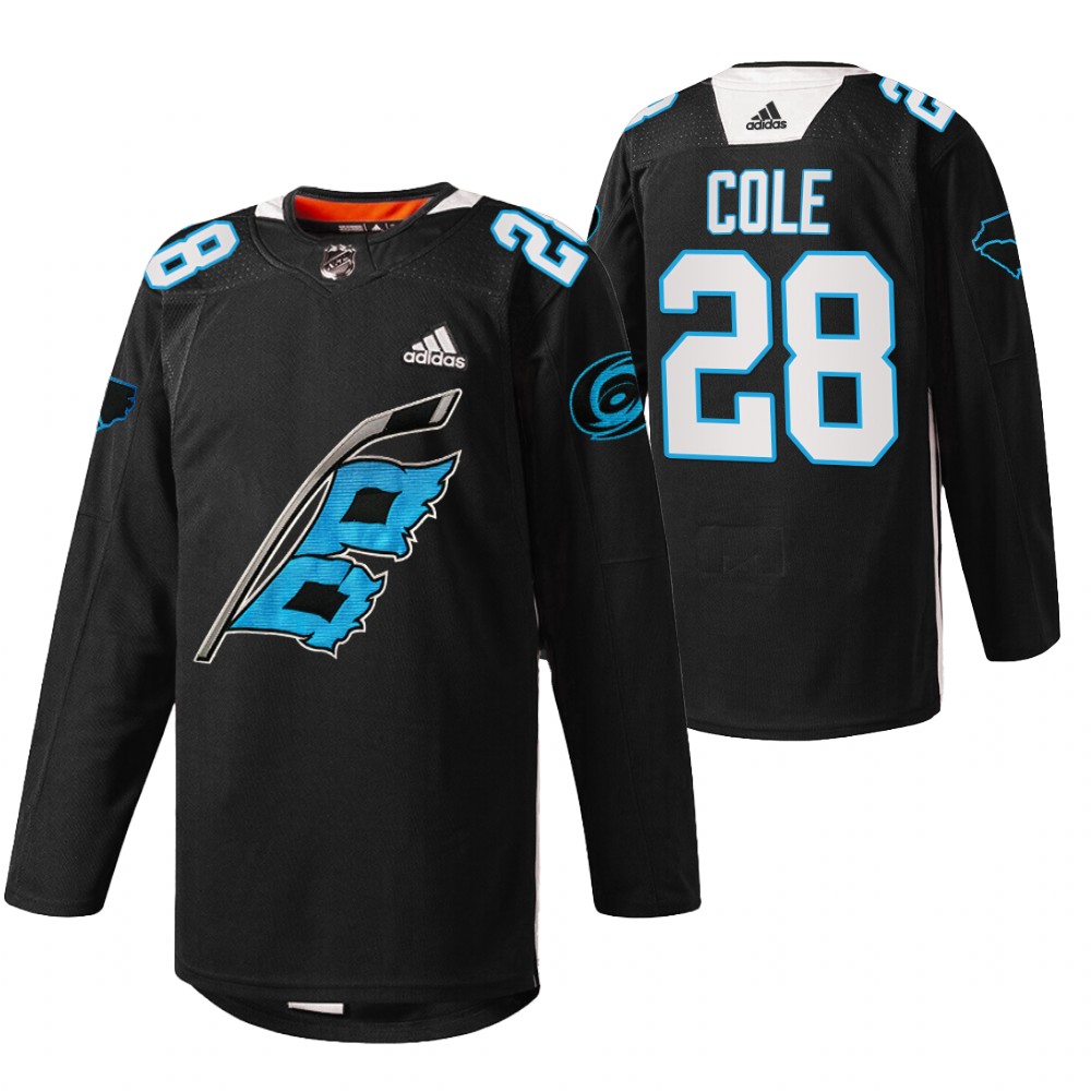 Hurricanes Ian Cole 2022 Panthers Night Black Warm-up sweater Jersey