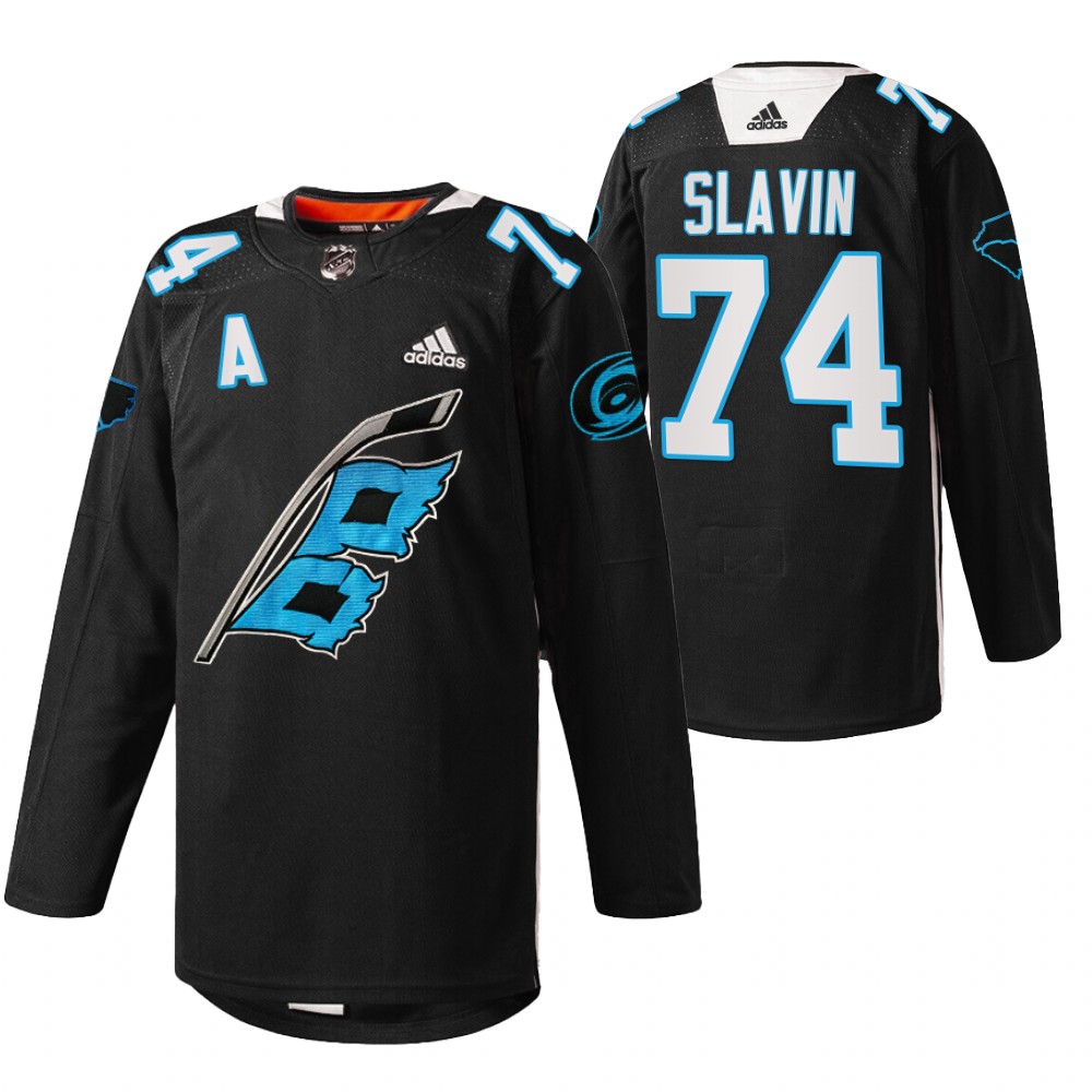 Hurricanes Jaccob Slavin 2022 Panthers Night Black Warm-up sweater Jersey