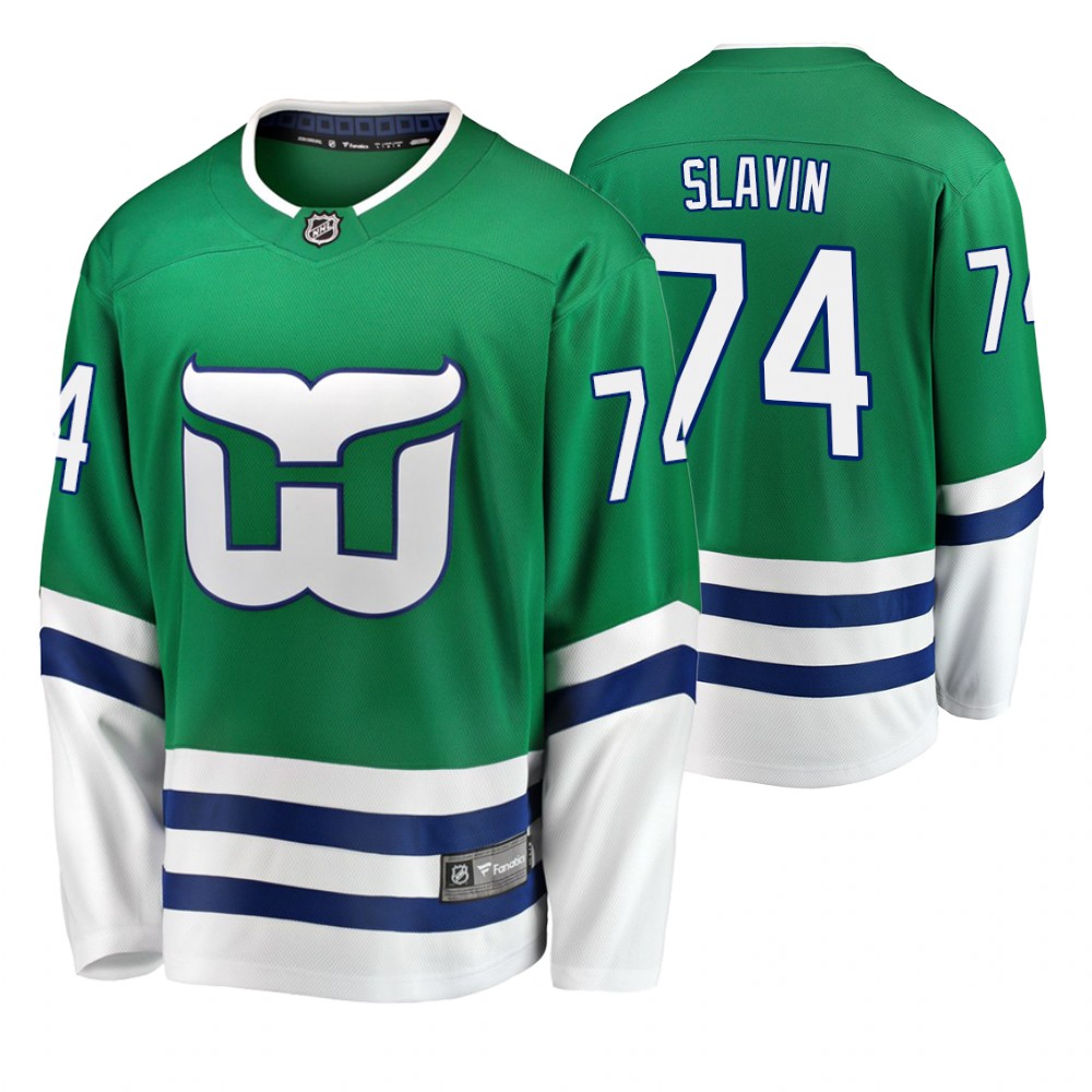Hurricanes Jaccob Slavin Green Breakaway Fanatics Branded Whalers Night Jersey