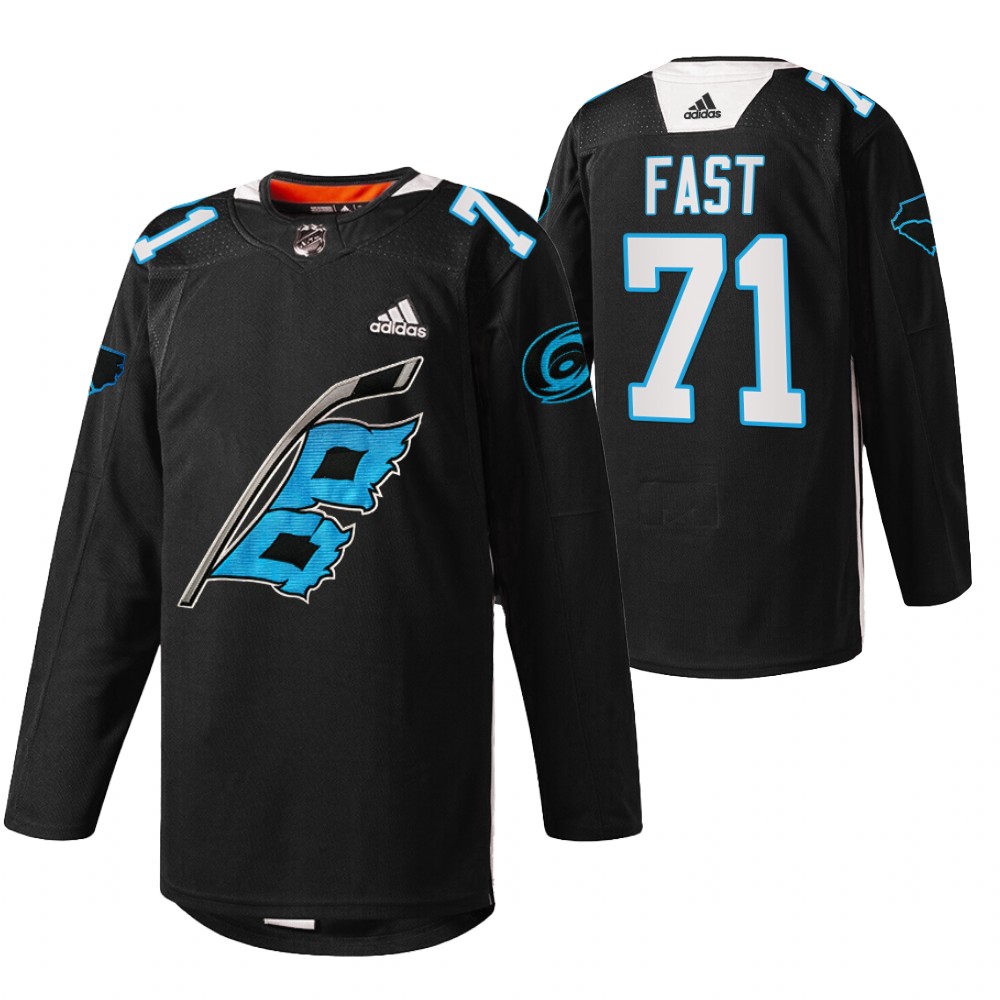 Hurricanes Jesper Fast 2022 Panthers Night Black Warm-up sweater Jersey