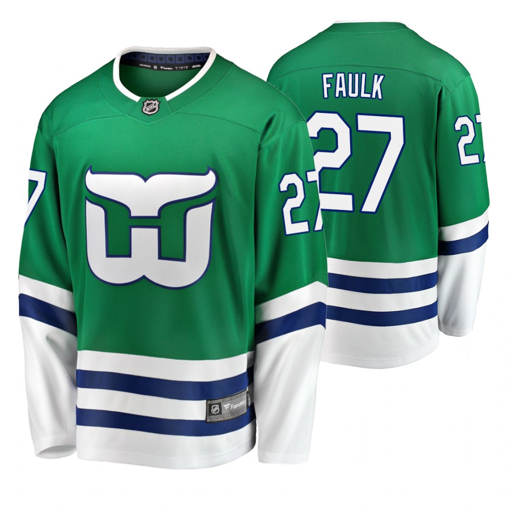 Hurricanes Justin Faulk Green Breakaway Fanatics Branded Whalers Night Jersey