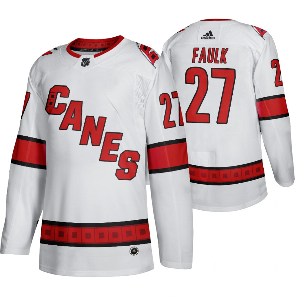 Hurricanes Justin Faulk Road White Away Authentic Player Jersey