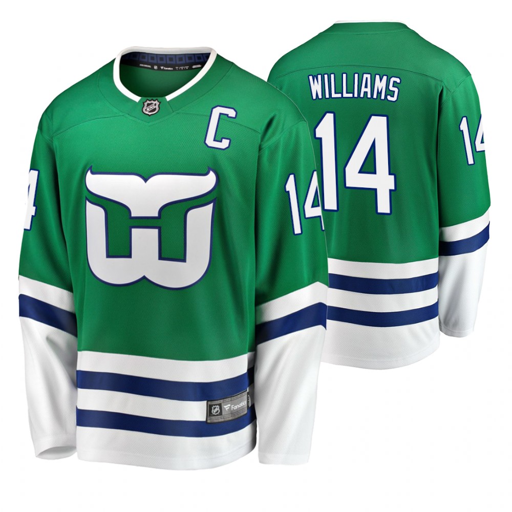 Hurricanes Justin Williams Green Breakaway Fanatics Branded Whalers Night Jersey