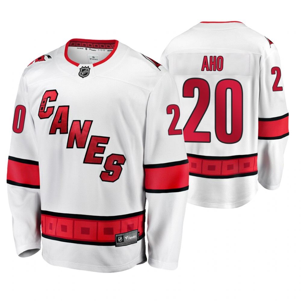 Hurricanes Sebastian Aho White Away Premier Breakaway Men's Jersey