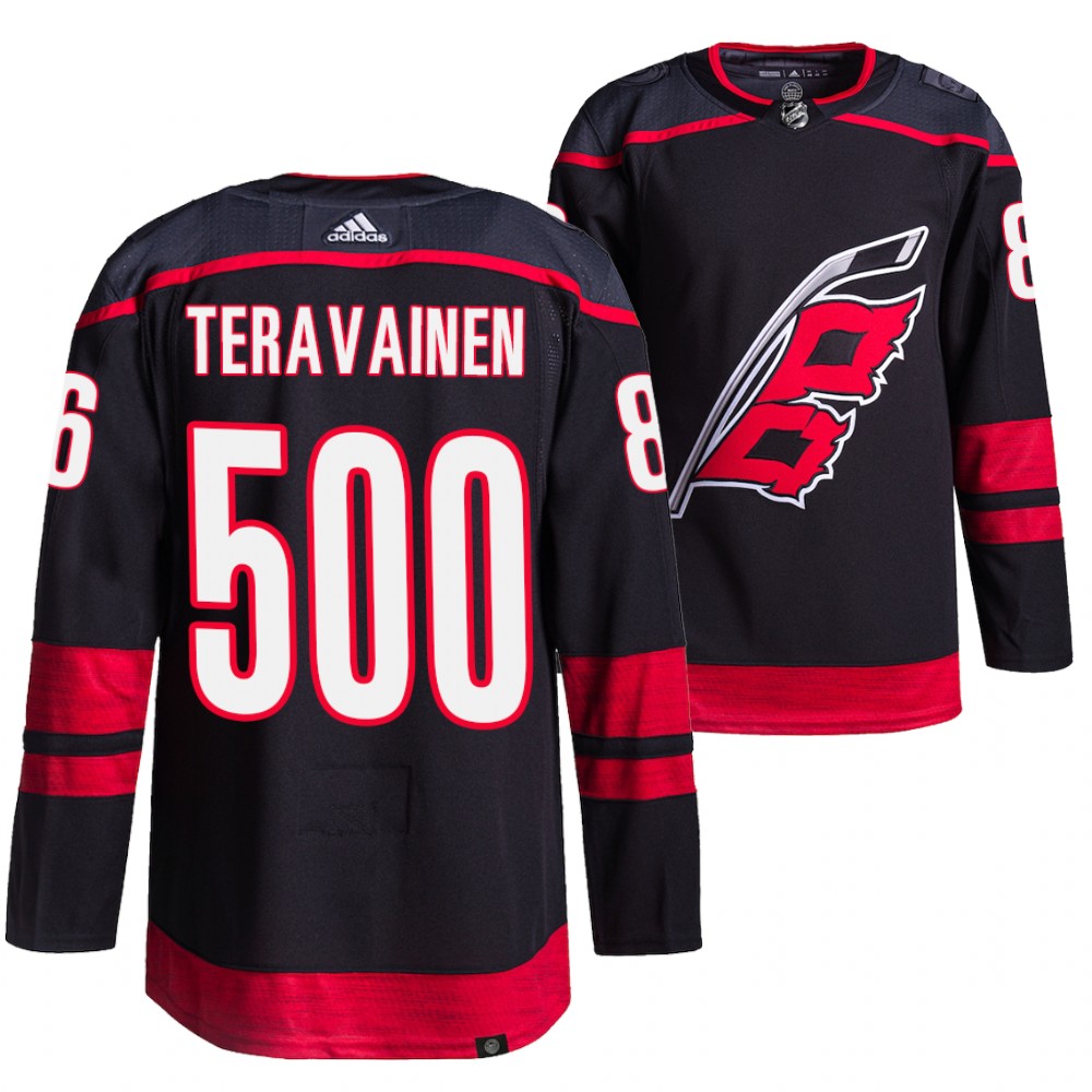 Hurricanes Teuvo Teravainen 500 Career Games Black Commemorative Edition Jersey