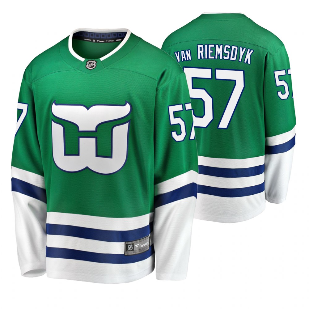 Hurricanes Trevor van Riemsdyk Green Breakaway Fanatics Branded Whalers Night Jersey