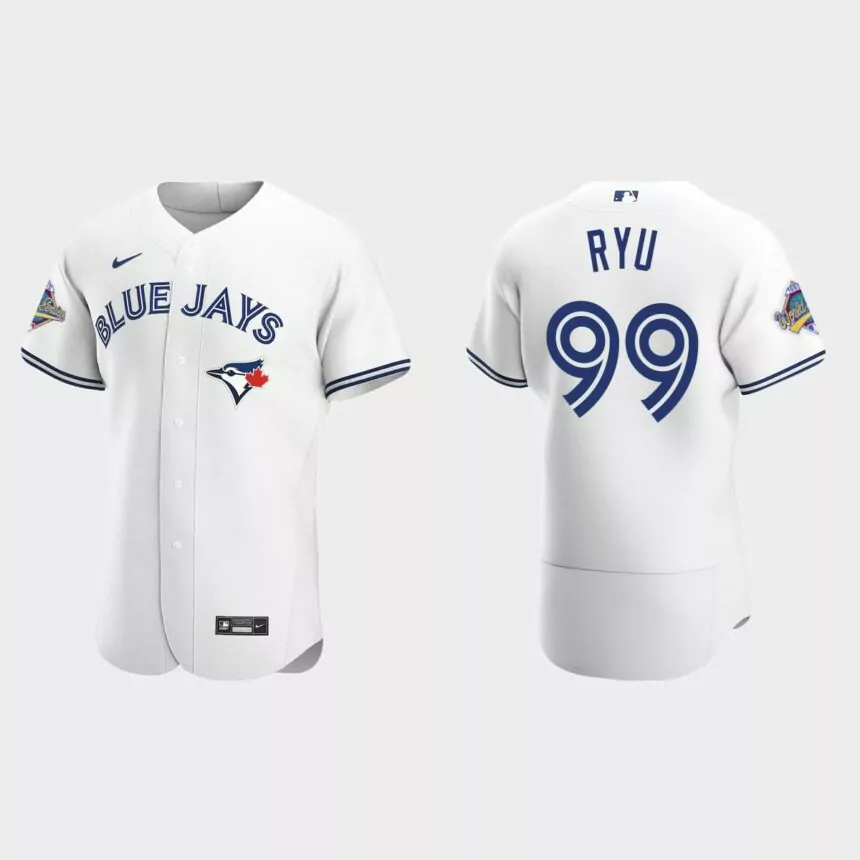 Hyun-Jin Ryu Toronto Blue Jays 1992 World Series Patch Authentic Jersey – White