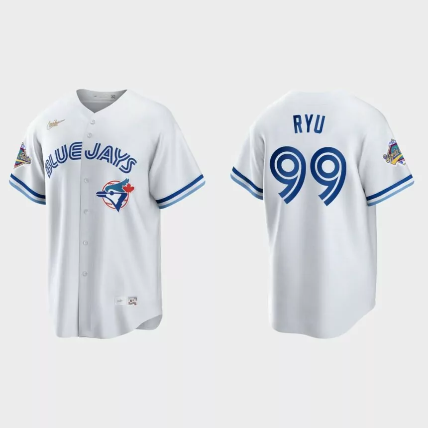 Hyun-Jin Ryu Toronto Blue Jays 1992 World Series Patch Cooperstown Jersey – White