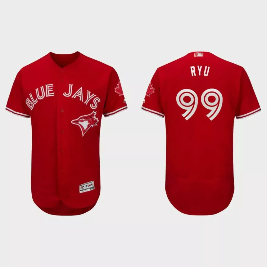 Hyun-Jin Ryu Toronto Blue Jays Canada Day Flex Base Jersey – Scarlet