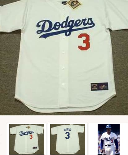 ILLIE DAVIS Los Angeles Dodgers 1960's Majestic Cooperstown Throwback Home Jersey