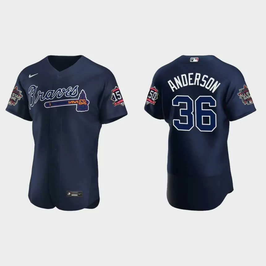 Ian Anderson #36 Atlanta Braves Authentic Alternate 2021 MLB All-Star Jersey – Navy