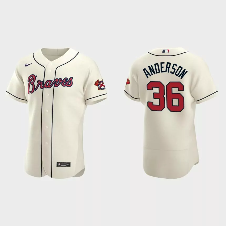Ian Anderson #36 Atlanta Braves Authentic Alternate Jersey – Cream