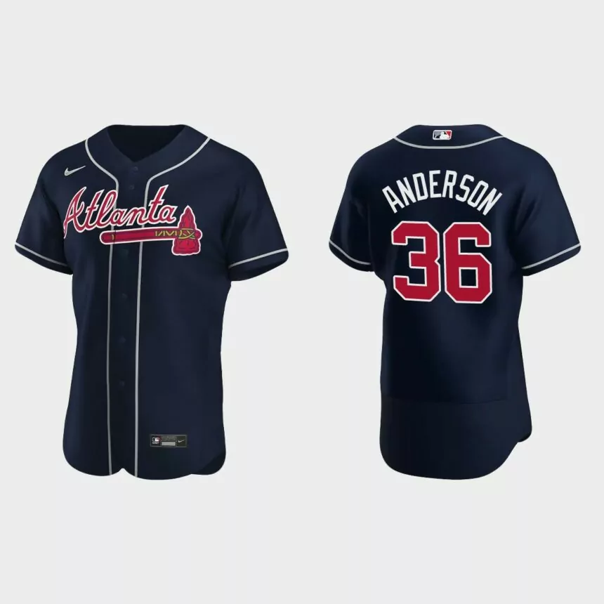 Ian Anderson #36 Atlanta Braves Authentic Alternate Jersey – Navy
