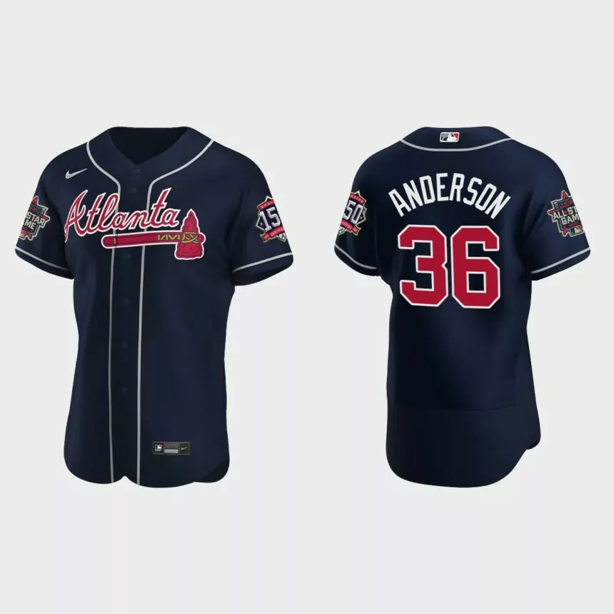 Ian Anderson #36 Atlanta Braves Authentic Team 2021 MLB All-Star Jersey – Navy