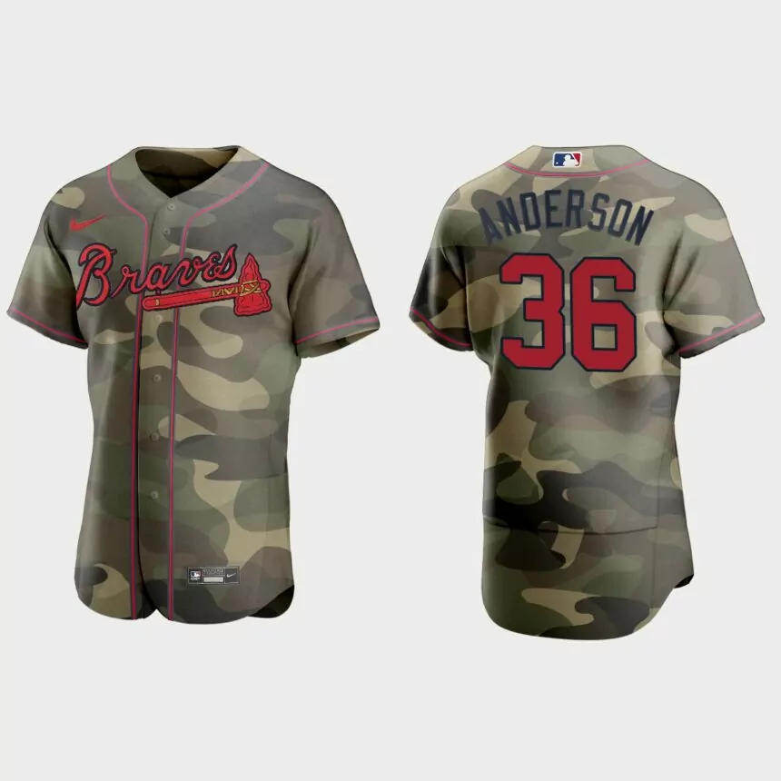 Ian Anderson Atlanta Braves 2021 National Armed Forces Day Authentic Jersey – Camo