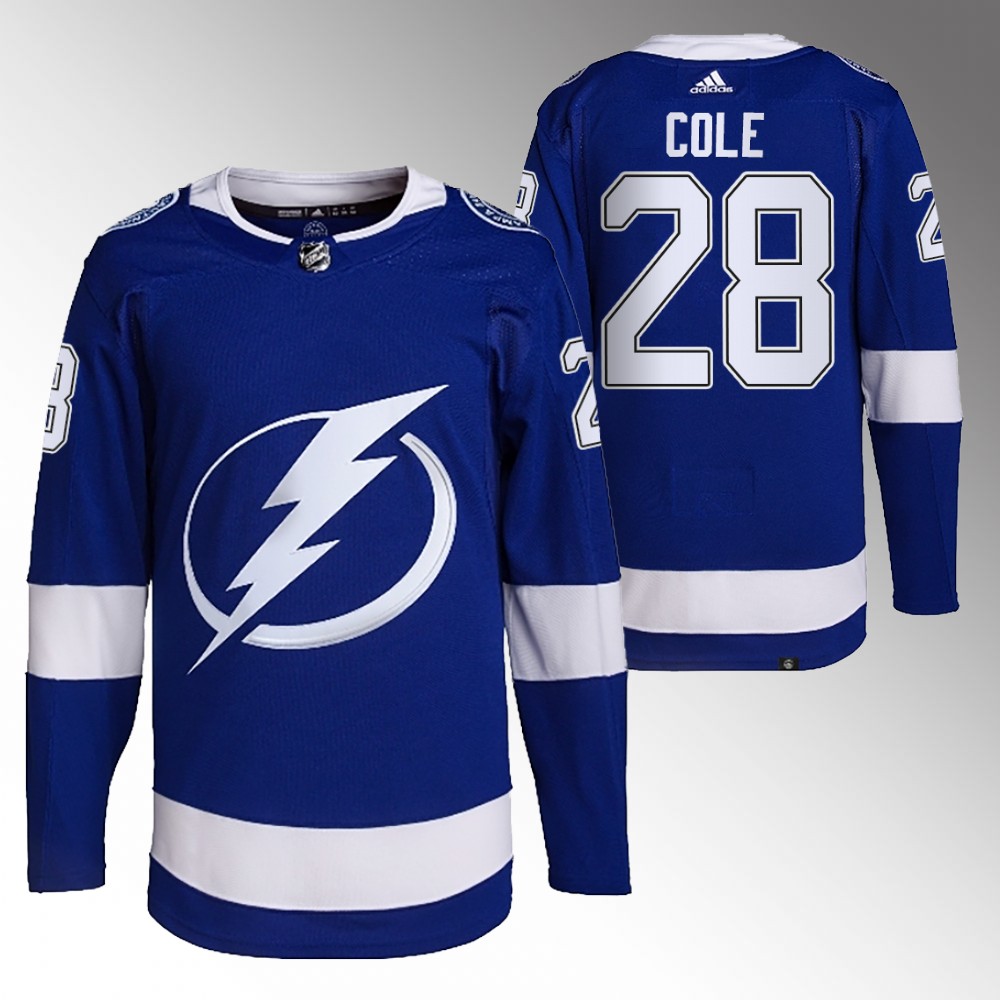 Ian Cole 2022 Tampa Bay Lightning Blue Primegreen Authentic Home Jersey