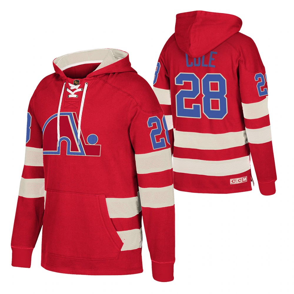 Ian Cole Quebec Nordiques Retro Red Jersey Hoodie Pullover