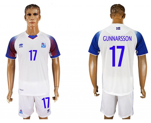 Iceland #17 Gunnarsson Away Soccer Country Jersey
